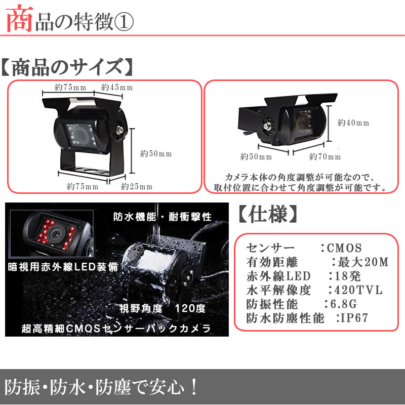 【最新情報】プロフィア 7インチオンダッシュ液晶モニター + ワイヤレスバックカメラ セット 24V車対応 トラック バス 大型車対応 18ヶ月保証 内装